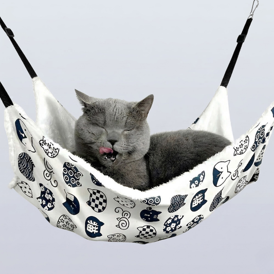 gato relaxado deitado sobre uma rede de cadeira para gatos 