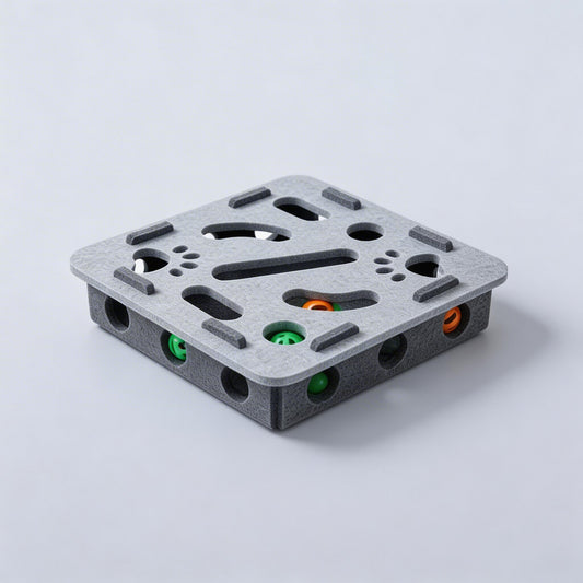 Arranhador interativo para gatos de fundo neutro 