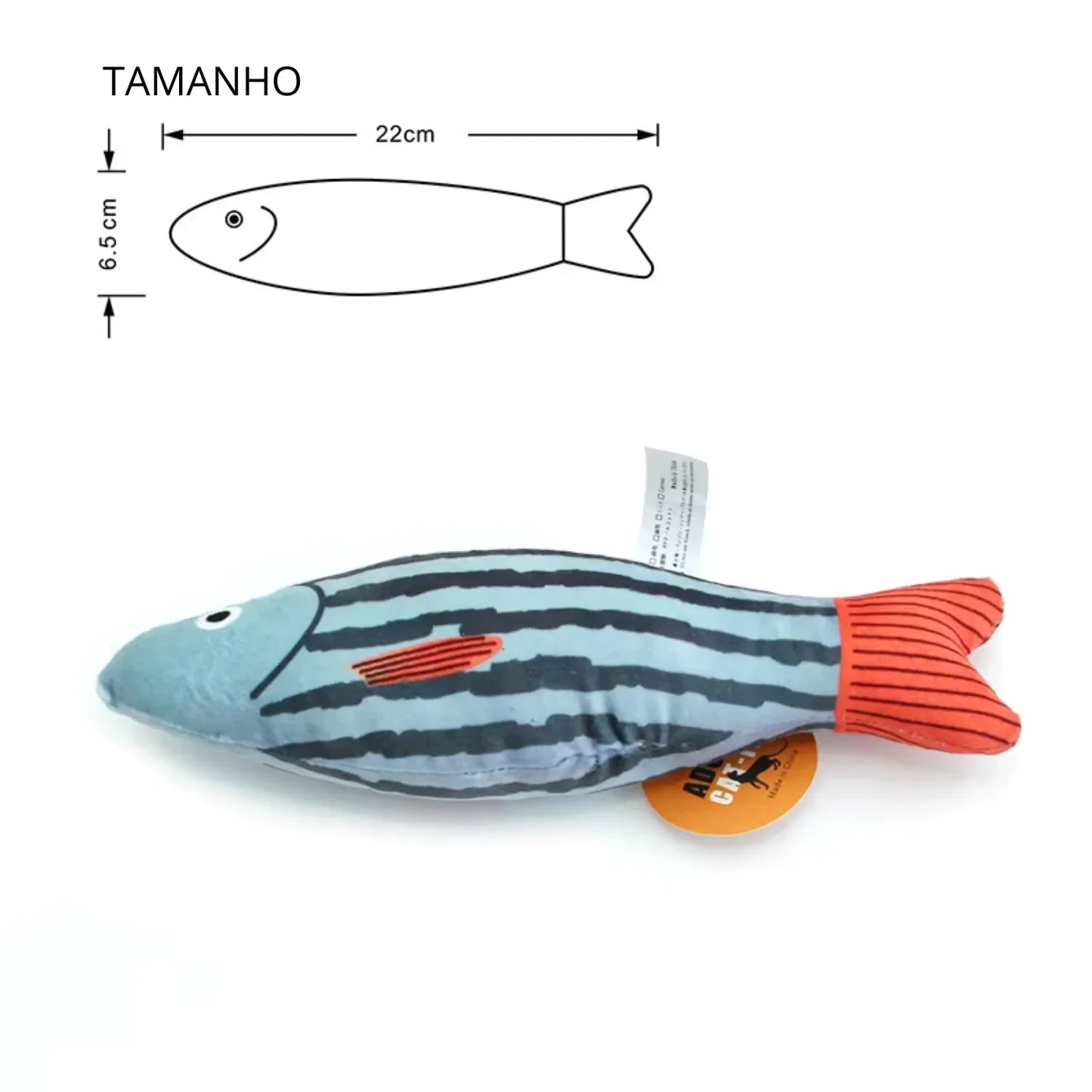 Brinquedo para gatos anti estresse com catnip e som com estampa azul listrado