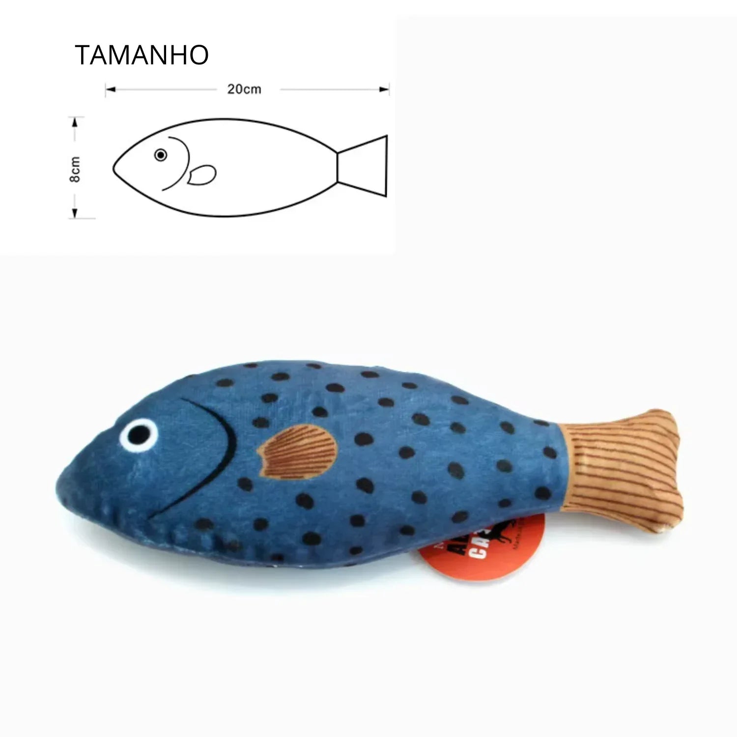 Brinquedo interativo com estampa azul para gatos peixe com catnip e som