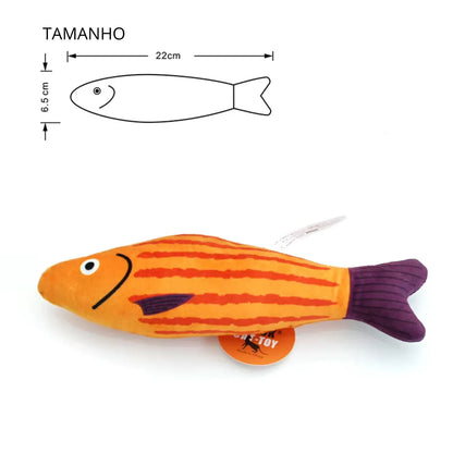 Brinquedo peixinho catnip para gatos com sino e material resistente 