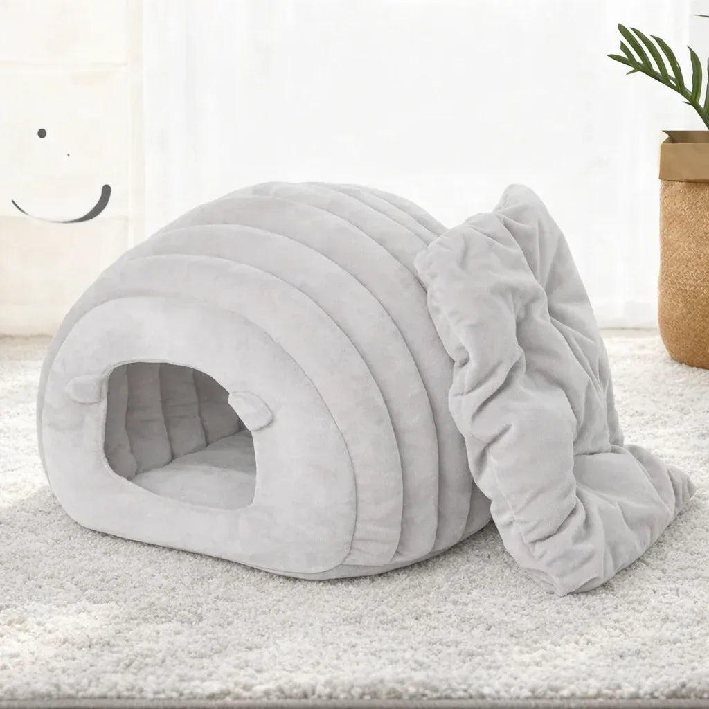 Cama para gatos casulo branca macia