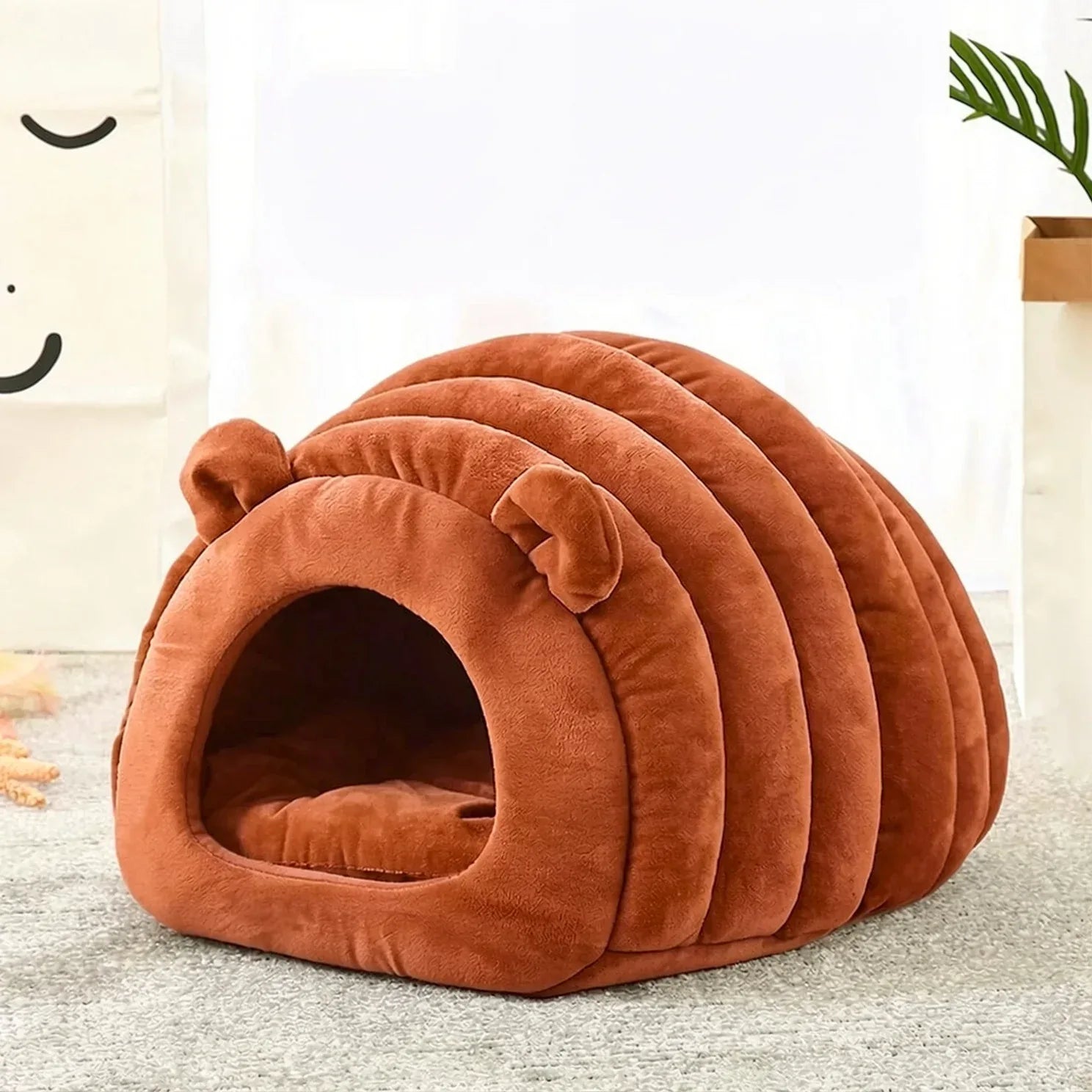 Cama para gatos casulo laranja confortável