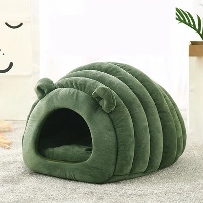 Cama para gatos casulo verde aconchegante