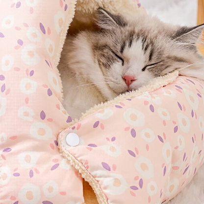 Detalhe do material da cama para gatos grandes 