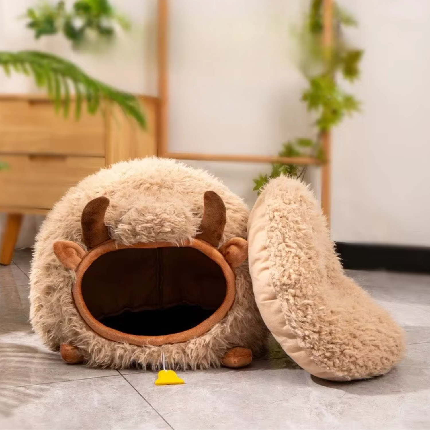 Almofada macia e removível da cama touro para gatos 