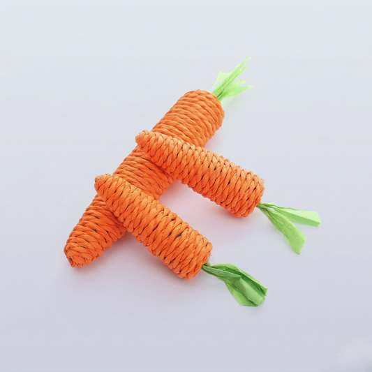 Brinquedos para gatos em formato de cenoura em papel trançado