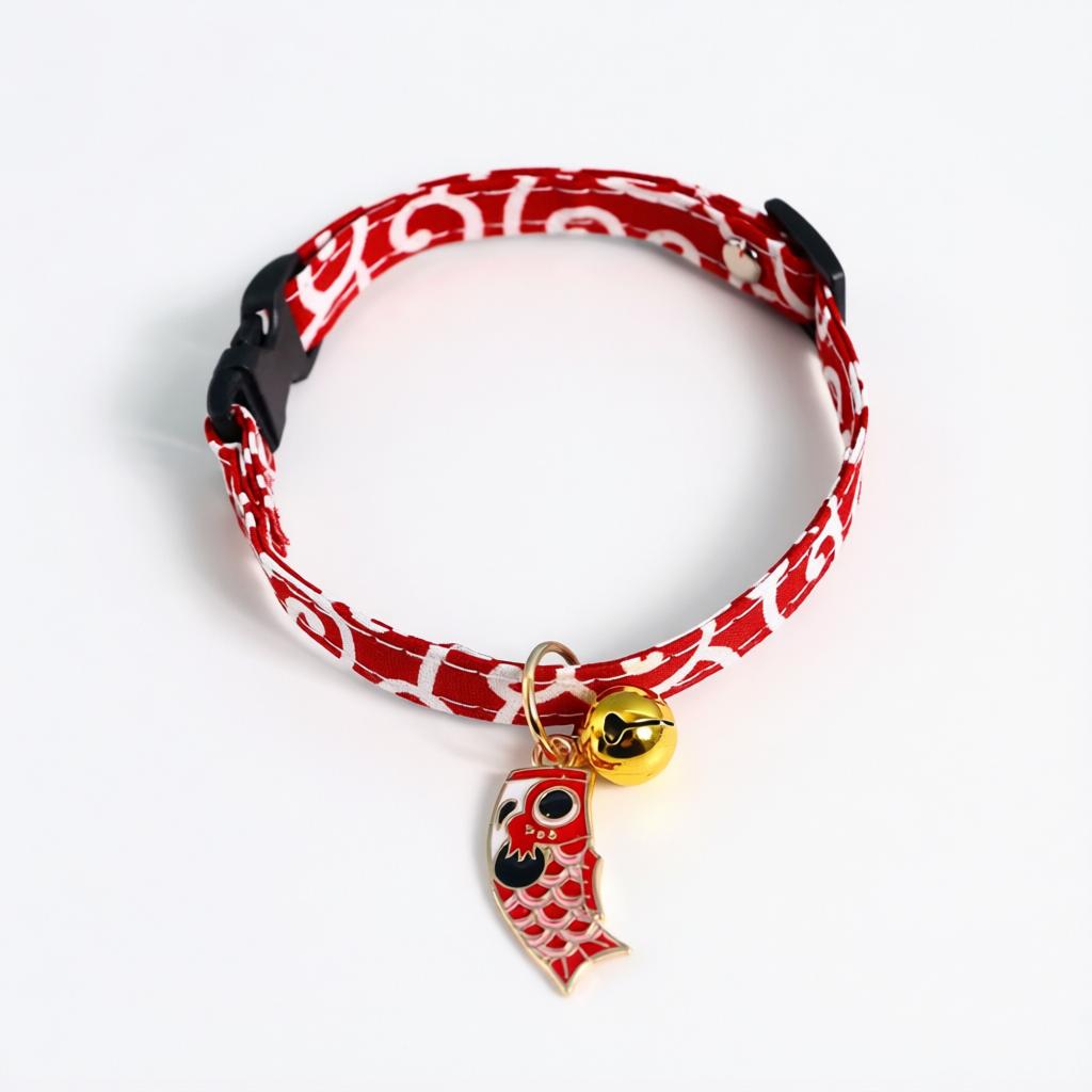Coleira para gatos com pingente peixe vermelho
