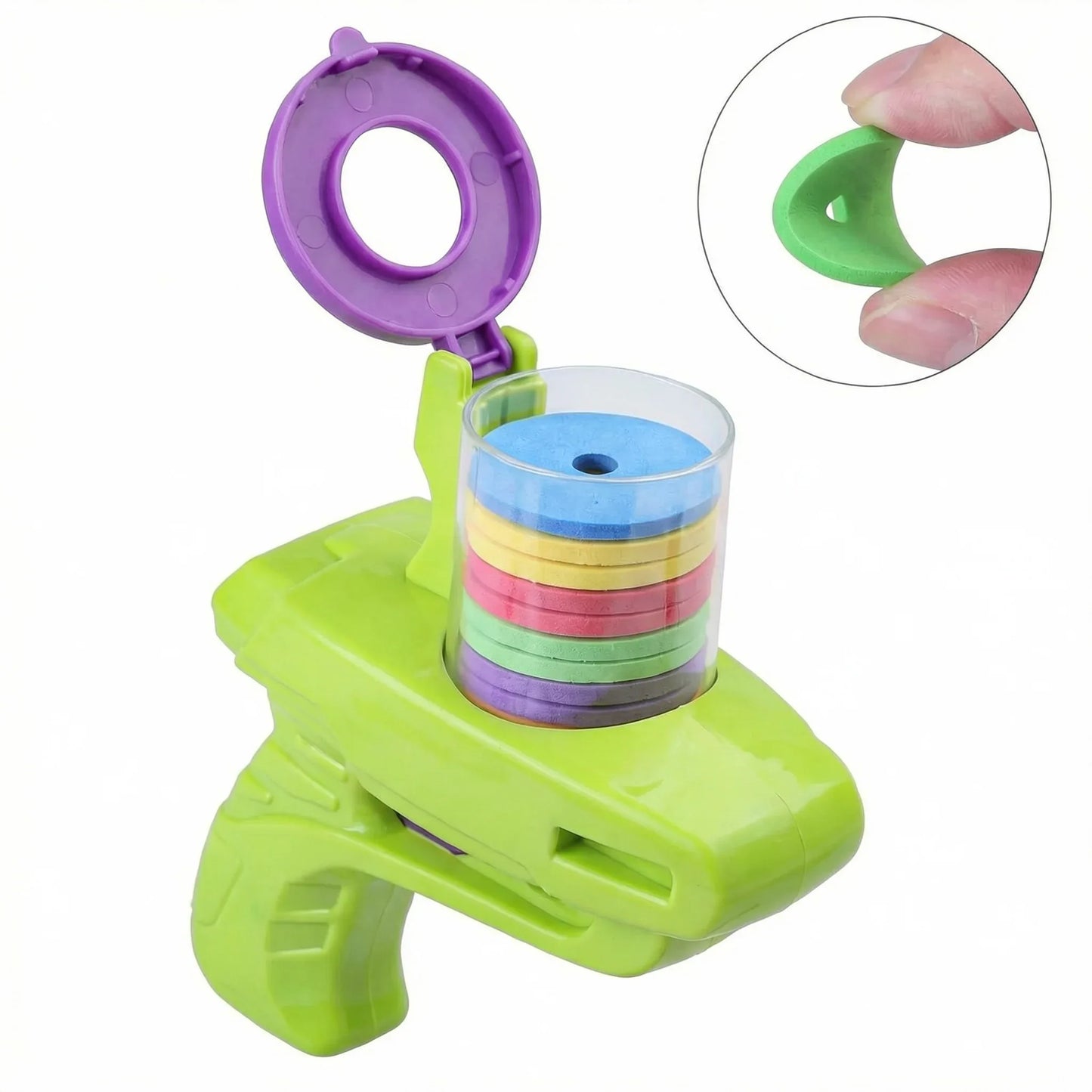 Brinquedo para gatos com compartimento de discos aberto e refis colorido