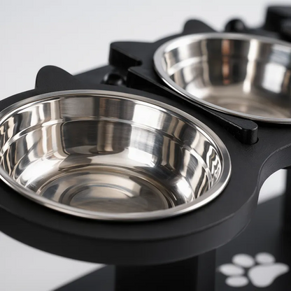Detalhe do comedouro para gatos com tigela de aço inox removível