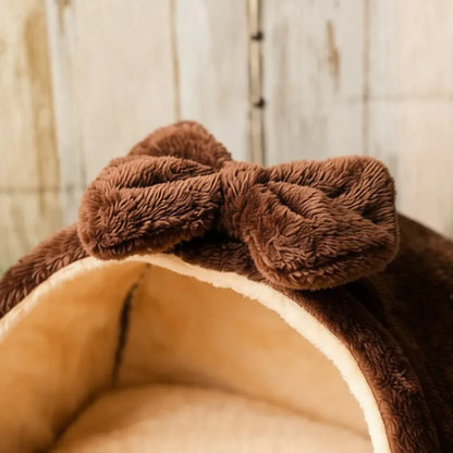 Lacinho da cama para gatos grande marrom 