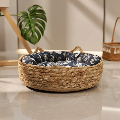 Refúgio para gatos feito em sisal natural trançado