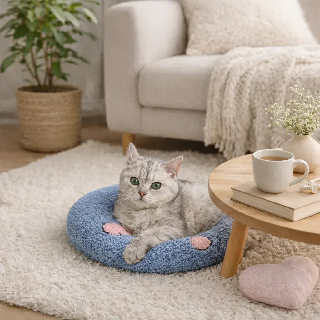 Almofada para gato em ambiente aconchegante criando um espaço ideal de descanso