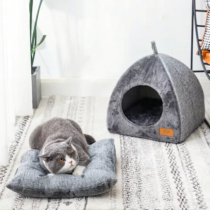 Caminha tipo toca para gato confortável com almofada removível
