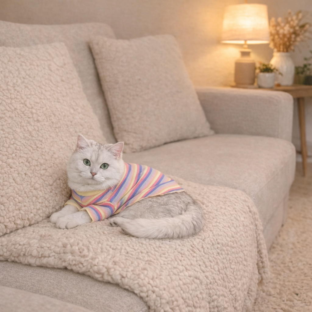 Gato vestido com roupa para gatos elegante