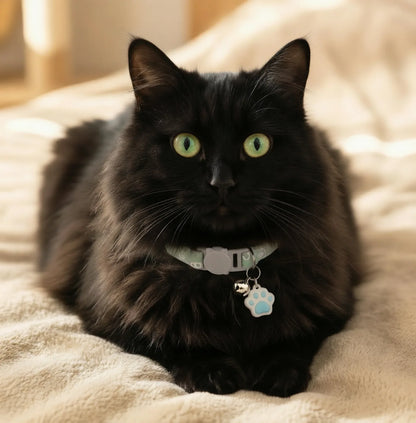 Coleira gato verde ajustável