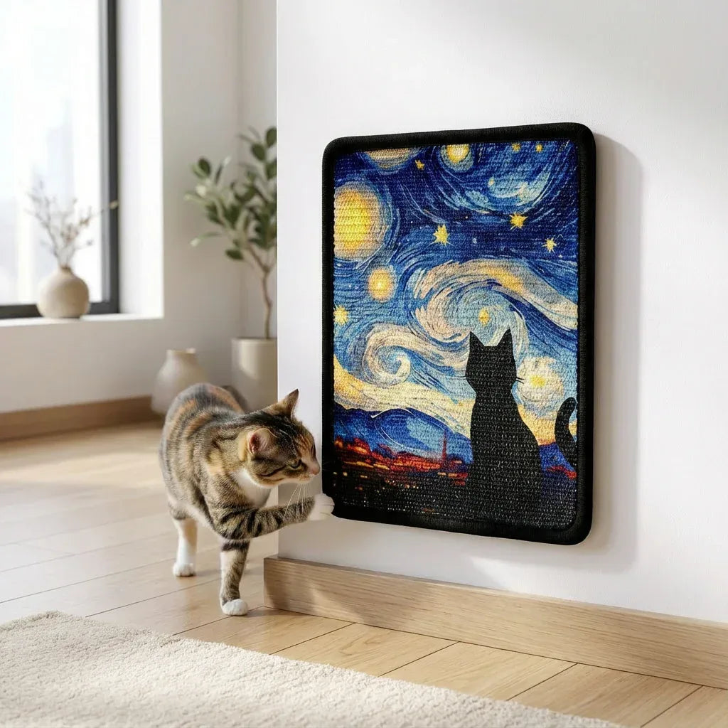 gato se aproximando no arranhador para gatos van gogh
