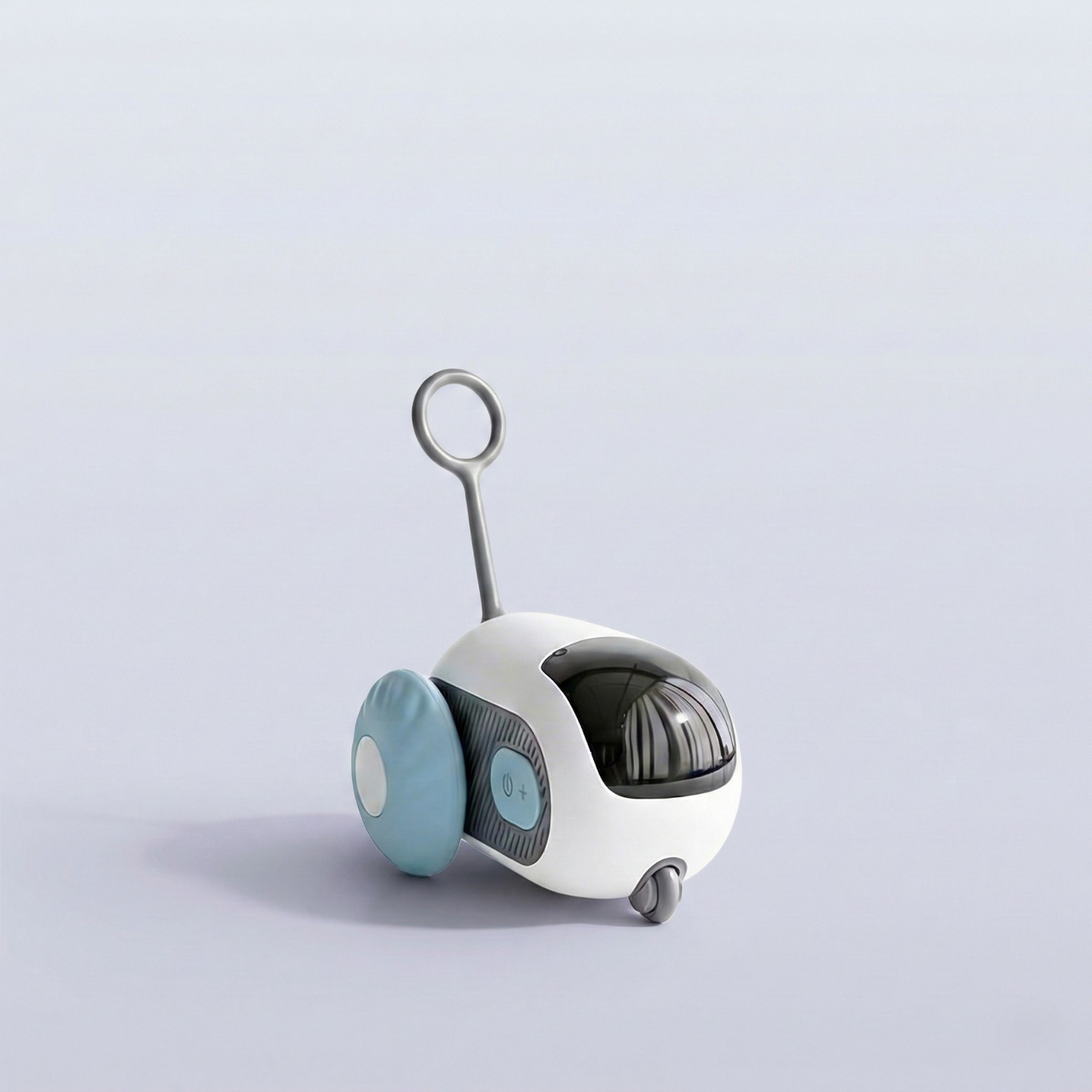 Brinquedo automático caça ativa para gatos da Cantito isolado em fundo neutro mostrando detalhes do design.