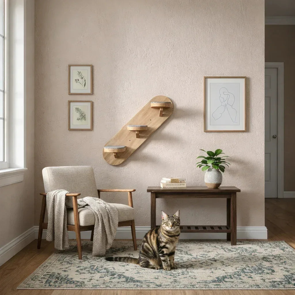 escada para gatos na sala
