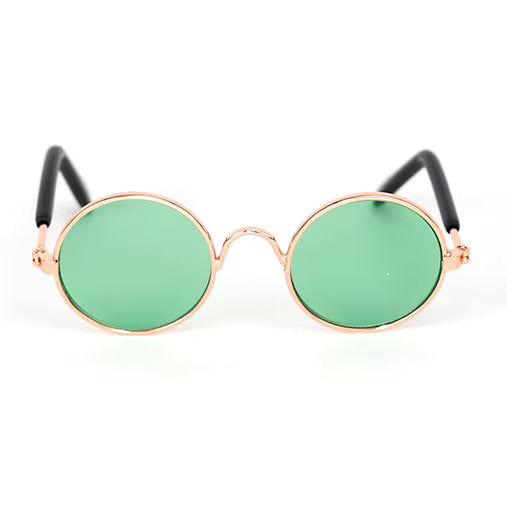 Óculos para gatos dourado verde 
