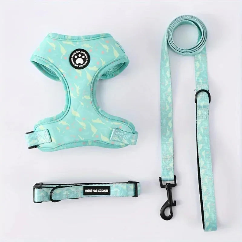Peitoral para gatos premium ciano com guia