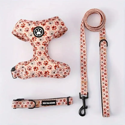 Peitoral para gatos premium com estampa de patas