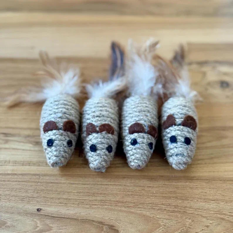 Ratos para gatos com penas e sisal natural mordedor