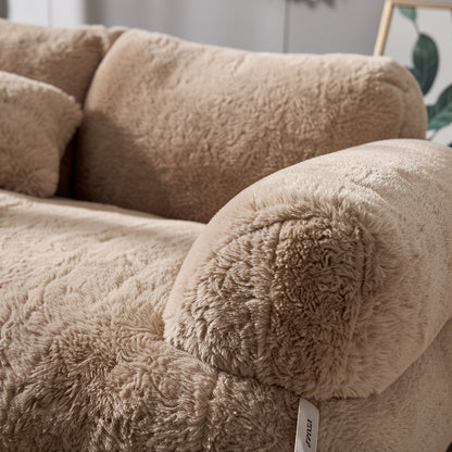 Sofá nuvem premium para gatos em tecido plush bege com acabamento macio