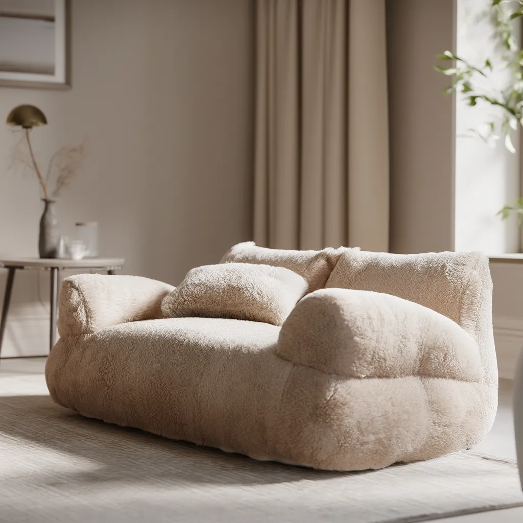 Sofá nuvem premium para gatos com design sofisticado em ambiente minimalista