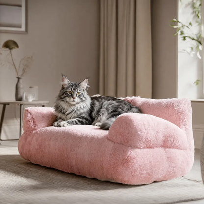 Sofá nuvem premium rosa para gatos com estilo sofisticado