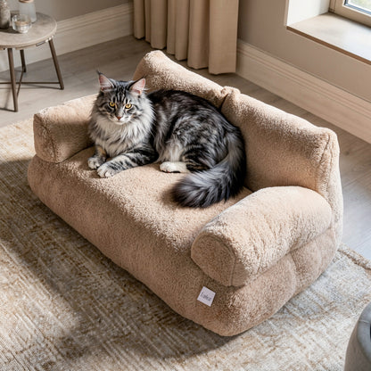 Gato relaxando em sofá nuvem premium para gatos em sala moderna